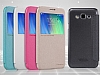 Nillkin Samsung Galaxy E7 Sparkle Pencereli nce Kapakl Siyah Deri Klf - Resim: 8