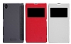 Nillkin Sony Xperia Z1 Pencereli Kapakl Siyah Deri Klf - Resim 3
