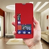 Nokia Lumia 1320 Pencereli Standl Krmz Deri Klf - Resim 1