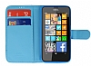 Nokia Lumia 630 Czdanl Yan Kapakl Mavi Deri Klf - Resim 1