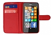 Nokia Lumia 630 Czdanl Yan Kapakl Krmz Deri Klf - Resim 1