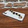 Oppo A74 Siyah ncili Gold Zincirli effaf Silikon Klf - Resim: 1