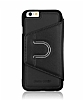Pierre Cardin iPhone 6 / 6S 360 Derece Dner Standl Kapakl Siyah Deri Klf - Resim 1