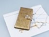PinShang General Mobile Discovery 2 Taşlı Standlı Cüzdan Rugan Gold Kılıf - Resim: 1