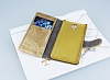 PinShang General Mobile Discovery 2 Taşlı Standlı Cüzdan Rugan Gold Kılıf - Resim: 3