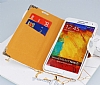 PinShang Samsung N9000 Galaxy Note 3 Simli Tal Kapakl Beyaz Czdan Klf - Resim 4