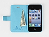 Rada iPhone 4 / 4S izgili Standl Czdanl Mavi Deri Klf - Resim 2