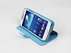 Rada Samsung i9190 Galaxy S4 mini izgili Standl Czdanl Mavi Deri Klf - Resim 3