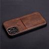 Eiroo AJ Serisi iPhone 12 Pro Max Kartlkl Koyu Kahverengi Deri Klf - Resim: 1