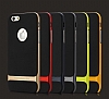 Rock iPhone 6 Plus / 6S Plus Krmz Metalik Kenarl Siyah Silikon Klf - Resim 8