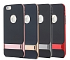 Rock Royce iPhone 6 / 6S Krmz Metalik Kenarl Standl Siyah Silikon Klf - Resim: 4