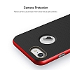 Rock Royce iPhone 7 Krmz Metalik Kenarl Siyah Silikon Klf - Resim 3