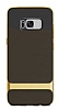 Rock Royce Samsung Galaxy S8 Plus Dark Gold Metalik Kenarlı Siyah Silikon Kılıf