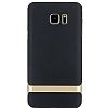 Rock Royce Samsung Galaxy Note 5 Gold Metalik Kenarl Siyah Silikon Klf - Resim 7