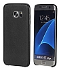 Rock Samsung Galaxy S7 Edge Siyah Deri Rubber Klf - Resim 1