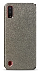 Dafoni Samsung Galaxy A01 Silver Parlak Simli Telefon Kaplama