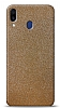 Dafoni Samsung Galaxy M20 Gold Parlak Simli Telefon Kaplama