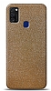 Dafoni Samsung Galaxy M21 Gold Parlak Simli Telefon Kaplama