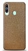 Dafoni Samsung Galaxy M40 Gold Parlak Simli Telefon Kaplama