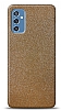 Dafoni Samsung Galaxy M52 5G Gold Parlak Simli Telefon Kaplama