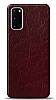 Dafoni Samsung Galaxy S20 Bordo Electro Deri Görünümlü Telefon Kaplama