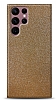 Dafoni Samsung Galaxy S22 Ultra 5G Gold Parlak Simli Telefon Kaplama