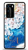 Dafoni Glossy Huawei P40 Pro Kiiye zel ift Harf Simli Okyanus Mermer Klf