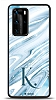 Dafoni Glossy Huawei P40 Pro Kiiye zel Harf Simli Mavi Mermer Klf
