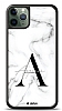 Dafoni Glossy iPhone 11 Pro Kiiye zel Harf simli White Marble Klf