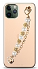 iPhone 11 Pro Max Beyaz ncili Gold Zincirli Klf