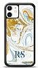 Dafoni Glossy iPhone 12 Mini 5.4 in Kiiye zel Harfli Simli Gold Mermer Klf