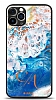 Dafoni Glossy iPhone 12 Pro 6.1 in Kiiye zel ift Harf Simli Okyanus Mermer Klf
