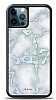 Dafoni Hologram iPhone 12 Pro Max 6.7 in Beyaz Mermer Desenli Klf