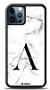 Dafoni Glossy iPhone 12 Pro Max 6.7 in Kiiye zel Harf simli White Marble Klf