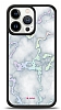 Dafoni Hologram iPhone 13 Pro Max Beyaz Mermer Desenli Klf