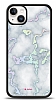 Dafoni Hologram iPhone 14 Plus Beyaz Mermer Desenli Klf