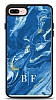 Dafoni Glossy iPhone 7 Plus / 8 Plus Kişiye Özel İki Harf Simli Mavi Mermer Kılıf