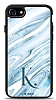 Dafoni Glossy iPhone SE 2020 Kiiye zel Harf Simli Mavi Mermer Klf