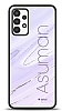 Dafoni Glossy Samsung Galaxy A13 Kiiye zel simli Simli Mor Mermer Klf