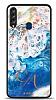 Dafoni Glossy Samsung Galaxy A20S Kiiye zel ift Harf Simli Okyanus Mermer Klf