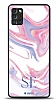 Dafoni Glossy Samsung Galaxy A31 Kiiye zel ift Harf Simli Pembe Mermer Klf
