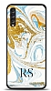 Dafoni Glossy Samsung Galaxy A50 Kiiye zel Harfli Simli Gold Mermer Klf