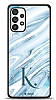 Dafoni Glossy Samsung Galaxy A73 Kiiye zel Harf Simli Mavi Mermer Klf