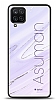 Dafoni Glossy Samsung Galaxy M12 Kiiye zel simli Simli Mor Mermer Klf