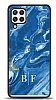 Dafoni Glossy Samsung Galaxy M22 Kiiye zel ki Harf Simli Mavi Mermer Klf