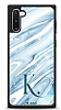 Dafoni Glossy Samsung Galaxy Note 10 Kiiye zel Harf Simli Mavi Mermer Klf