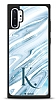 Dafoni Glossy Samsung Galaxy Note 10 Plus Kiiye zel Harf Simli Mavi Mermer Klf