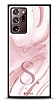 Dafoni Glossy Samsung Galaxy Note 20 Ultra Kiiye zel Harf Simli Pembe Mermer Klf