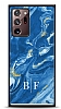 Dafoni Glossy Samsung Galaxy Note 20 Ultra Kiiye zel ki Harf Simli Mavi Mermer Klf