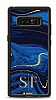 Dafoni Glossy Samsung Galaxy Note 8 Kiiye zel ift Harf Simli Lacivert Mermer Klf